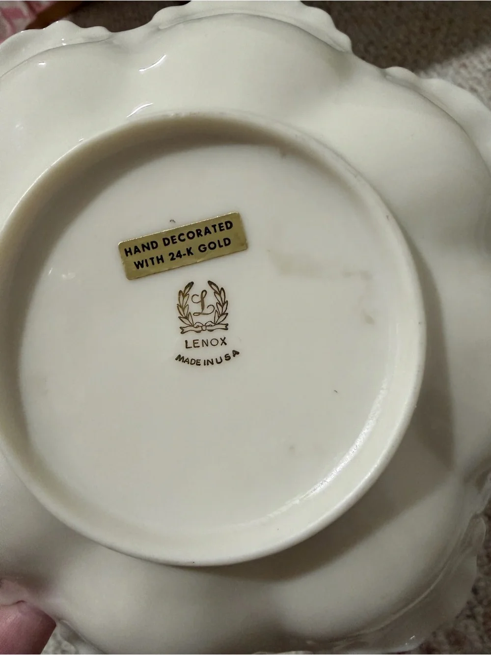 Lenox Porcelain Oyster Dish with Gold Trim